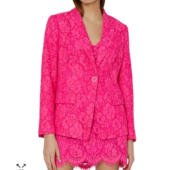 MILLY Avery Lace Blazer In Pink - Picture 2 of 16